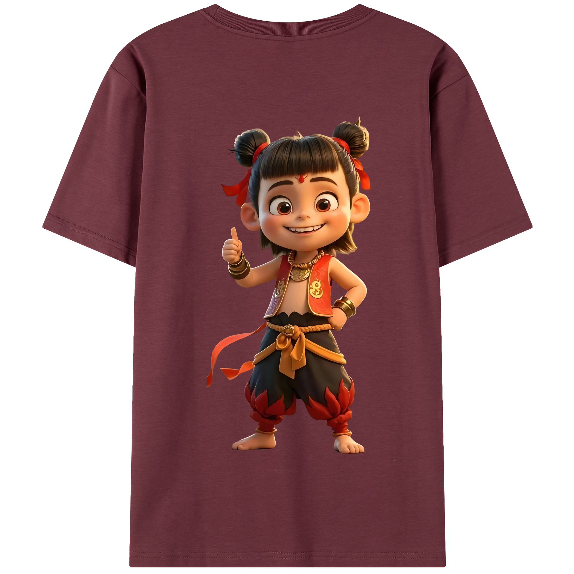 （画像用） Ne Zha 2 ナタ 魔童の大暴れ 綿100％半袖Tシャツ（背面プリント）